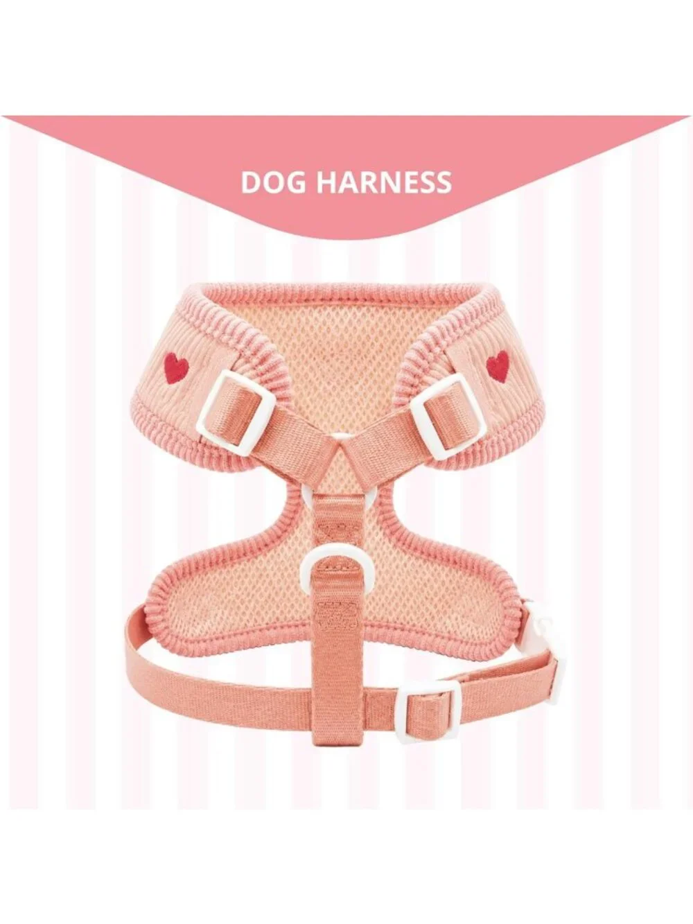 Medium No-Pull Dog Harness with Embroidered Heart - Pink Pet Vest for Comfort